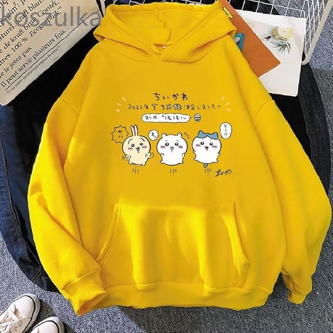 Image of PDK Fashion Anime Couple Print Long Sleeves Winter Hoodie with Front Pocket Men's & Women's Sweater