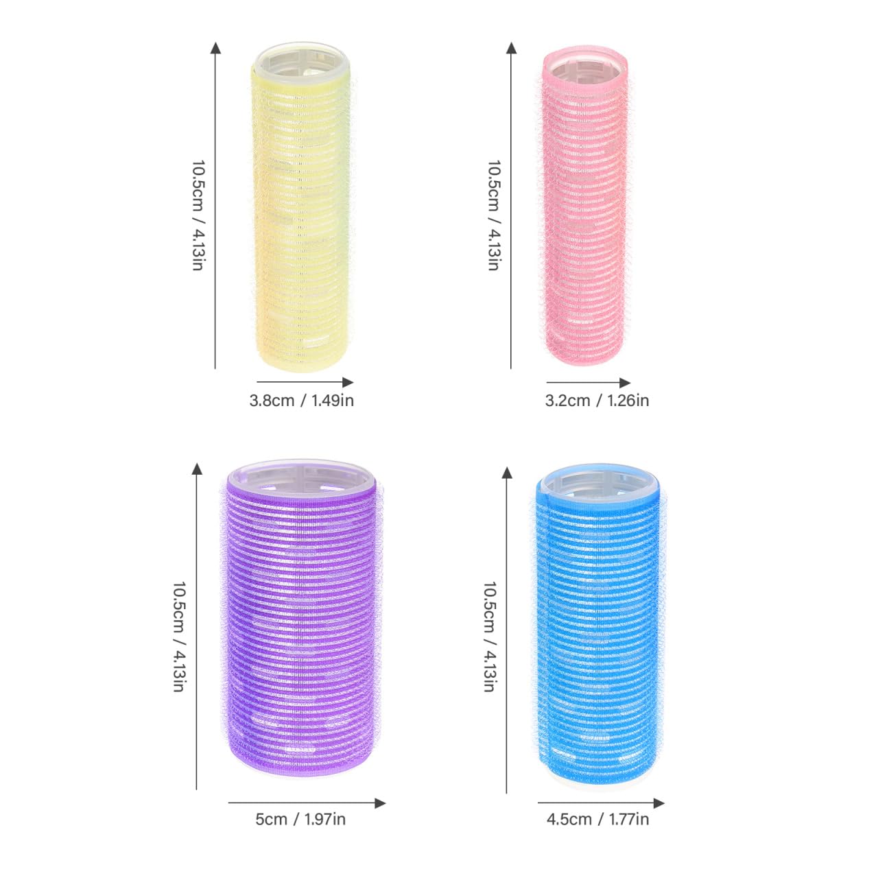 Frcolor Hair Roller Set 4 Pcs Self Grip Curlers for Bangs and Long Heat-Conductive Styling Rollers Small Medium Large Extra Large Hair Curlers for Waves and Retro Rolls