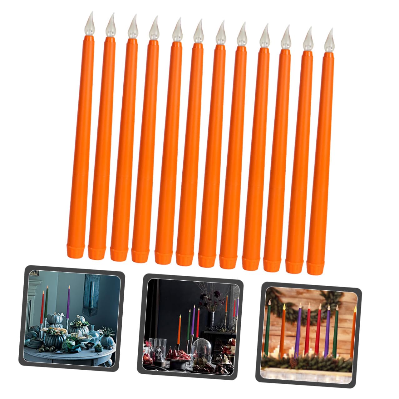 SOLUSTRE 12 Flammenlose LED Kerzen aus Pp mit Realistischem Design Batteriebetrieben Langanhaltend für Tisch und Schreibtischdekoration in Orange