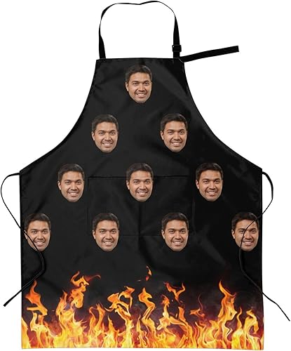 Miniatura 10 de Delantal personalizado para mujeres y hombres, delantal de cocina personalizado con bolsillos, delantales de chef personalizados Cara