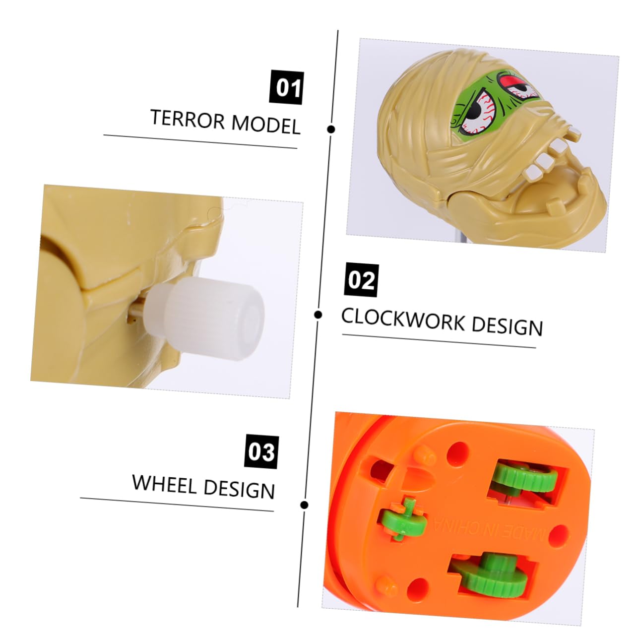 Milisten Halloween Clockwork Toy Set 8pcs Wind up Jumping Skull Toys Scary Party