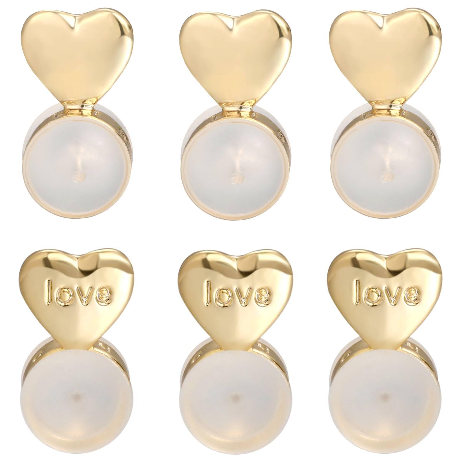 Earring Backs for Droopy Ears, JIACHARMED 6PCS Rubber Earring Lifter Backs for Heavy Earrings Studs Large Earring Support Backings Replacements Pireced Earlobe Support Backers,Gold