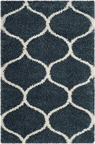 Image of Handwoven Microfibre 3D Rug for Living Room (Slate Blue & Ivory, 6 X 9 Feet, Microfibre)