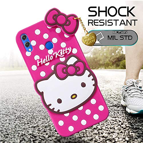 Image of Unirock Hello Kitty Back Case Cover for Honor 8X| 3D Cute Hello Kitty Case |Soft Silicone Rubber Back Cover with Pendant Kitty Cover for Honor 8X (Pink)