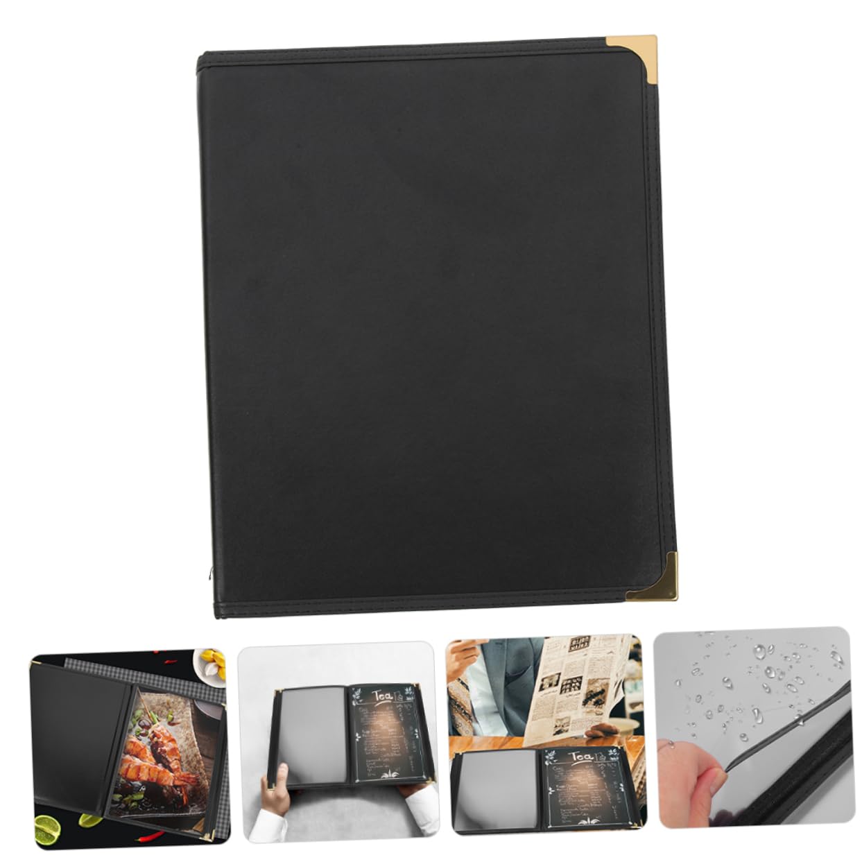 Portamenús de Cafetería de Pvc Negro, Cubierta para Menú | Porta Menú Portátil y Ligero, Resistente al Desgaste, Limpieza Sencilla, para Cocina y Mesa