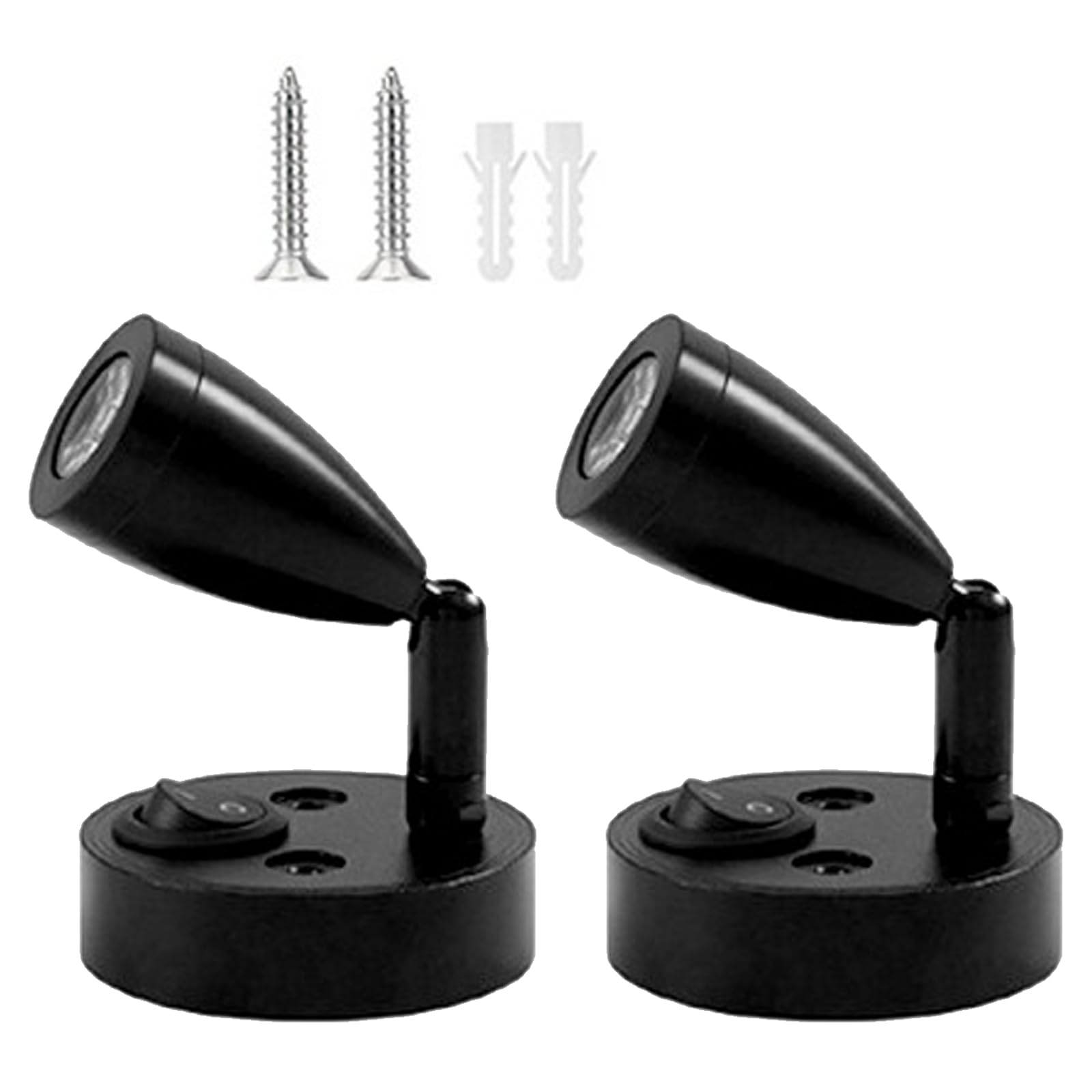 Yestree RV Interior Lights 12V LED Bedside Reading Light Wall Mount Spot Lights with Switch Up Down 180° Rotatable Left Right 360° Rotatable 3W Neutral Lighting DC12-24V Black Finished 2Pcs