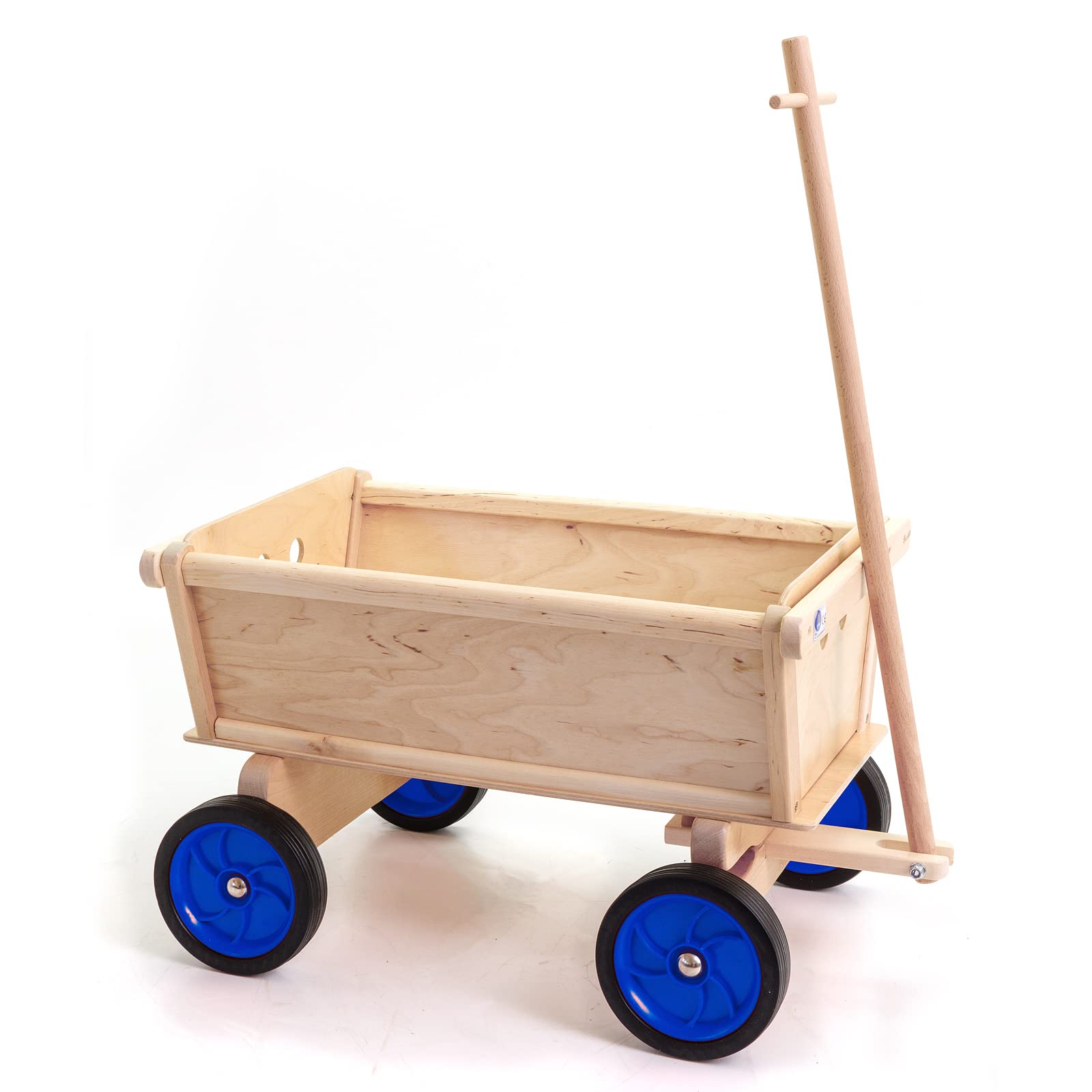 Kinder-Handwagen Holz, Räder Blau