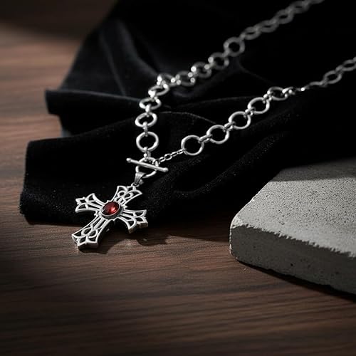 Miniatura 4 de Chunky Cross Necklace for Women Sterling Silver OT Buckle Necklace Vintage Cross Necklace Gothic Cross Necklace Jewelry Set Gift Golden