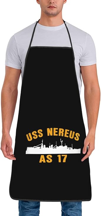 Uss Nereus As 17 Unisex Adjustable Apron Waterproof With Pocket ChefS Kitchen Apron Black