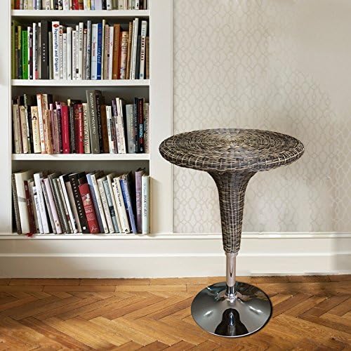 COZEE Modern Adjustable Bar Table Stand Bistro Cocktail Rattan Wicker