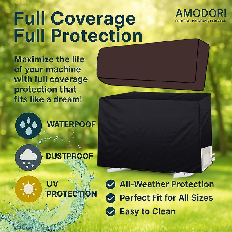 Image of Universal AC Outdoor Cover - Compatible with 1.5 & 2 Ton Split ACs, All-Season Protection (Solid Coffee)