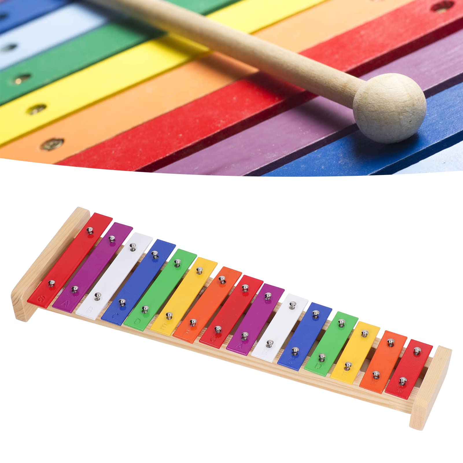 Generic Xilofono con 15 Note Glockenspiel Educativo Colorato, Strumento Musicale per Bambini con 2 Bacchette, Ideale per Bambini Dai 3 Anni in su