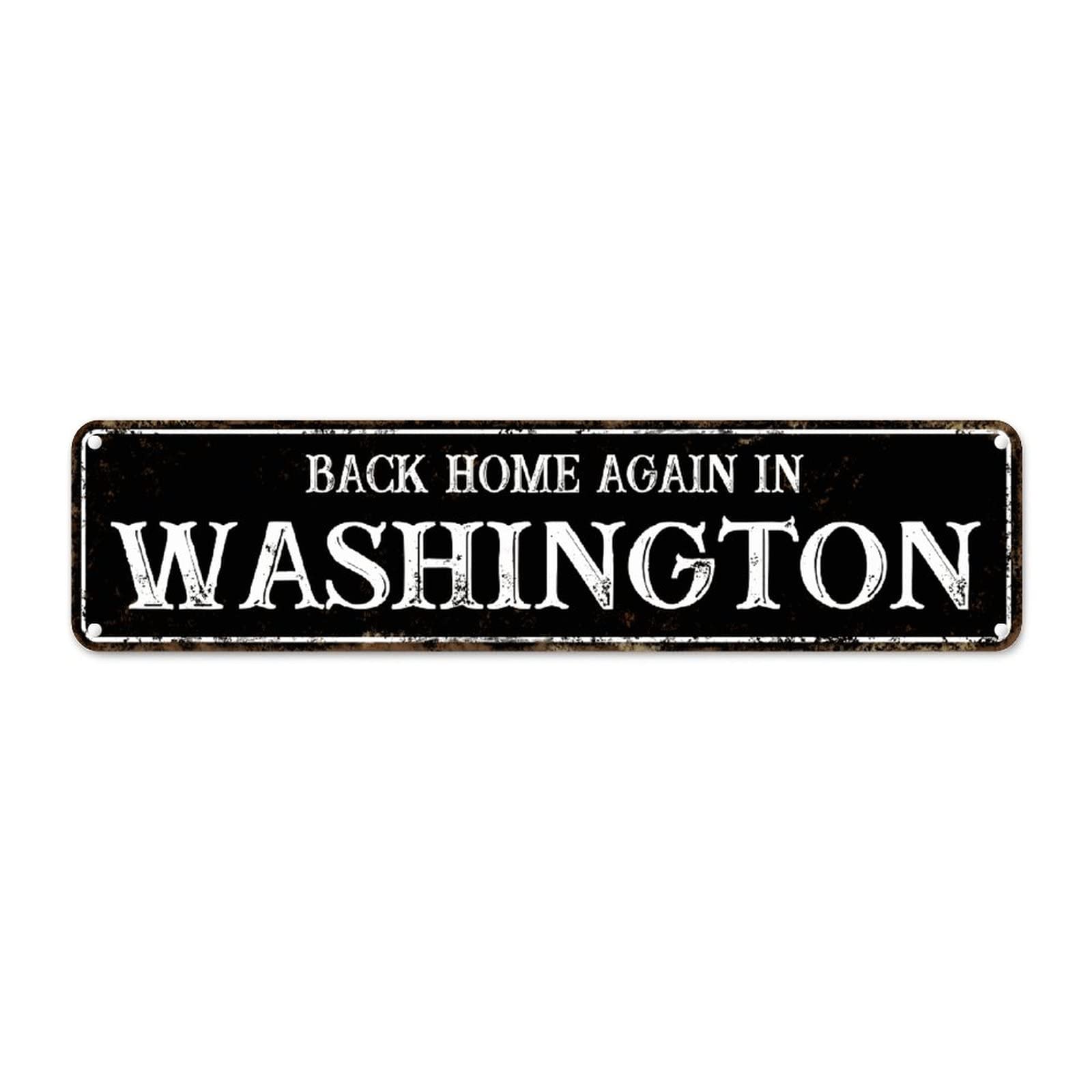 Plaque en métal Back Home Again in Washington déco rétro pour bar et bureau