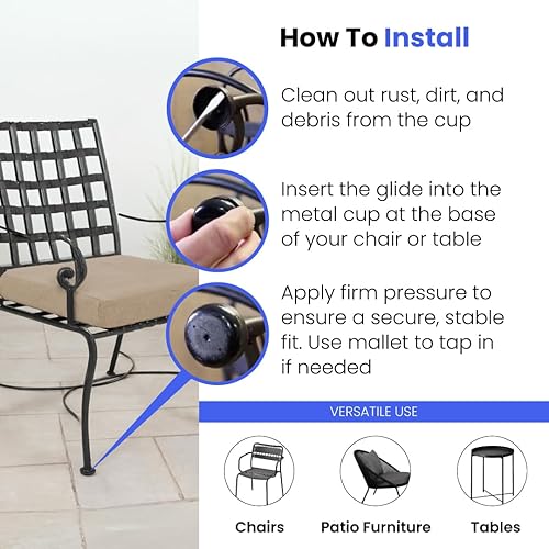 Miniatura 6 de Tapas redondas de plástico para patas de muebles de patio, de hierro forjado de 1-1/4 pulgadas, protectores de suelo para sillas, paquete de 16,