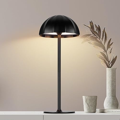 Miniatura 11 de Lámpara de mesa recargable dorada inalámbrica, 4000 mAh, funciona con pilas, con 3 colores de atenuación continua para sala de estar, luces de mesa