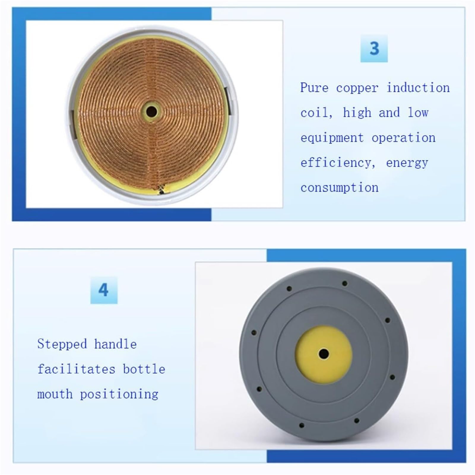 Sigillatrice manuale a induzione portatile per foglio di alluminio, sigillatrice regolabile per bottiglie di plastica e vetro fino a 100 mm