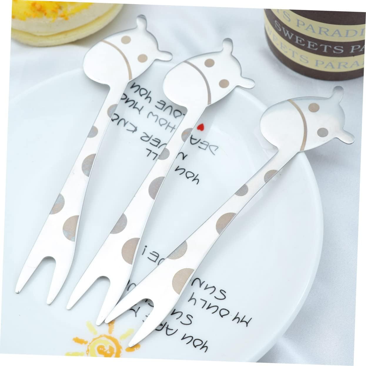 Stainless Steel Fruit Forks 4pcs Cartoon Giraffe Handles
