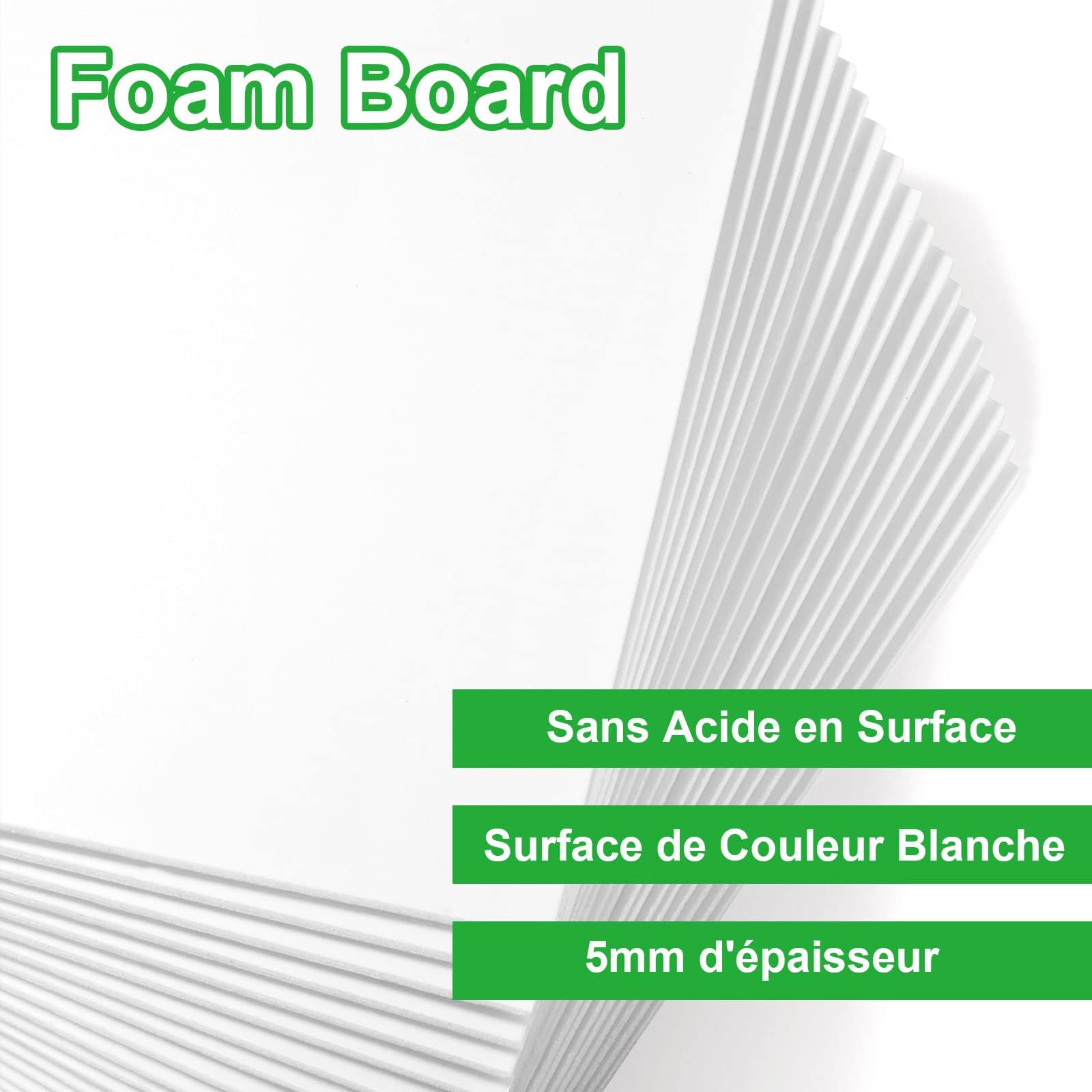 ASelected Lot de 24 Carton Mousse A4 5mm, Carton Mousse Plaque en Mousse de Polystyrène, Panneau D’affichage,Planches Mousse Blanc pour Art, Présentations, École, Bureau (210MM×300MM)
