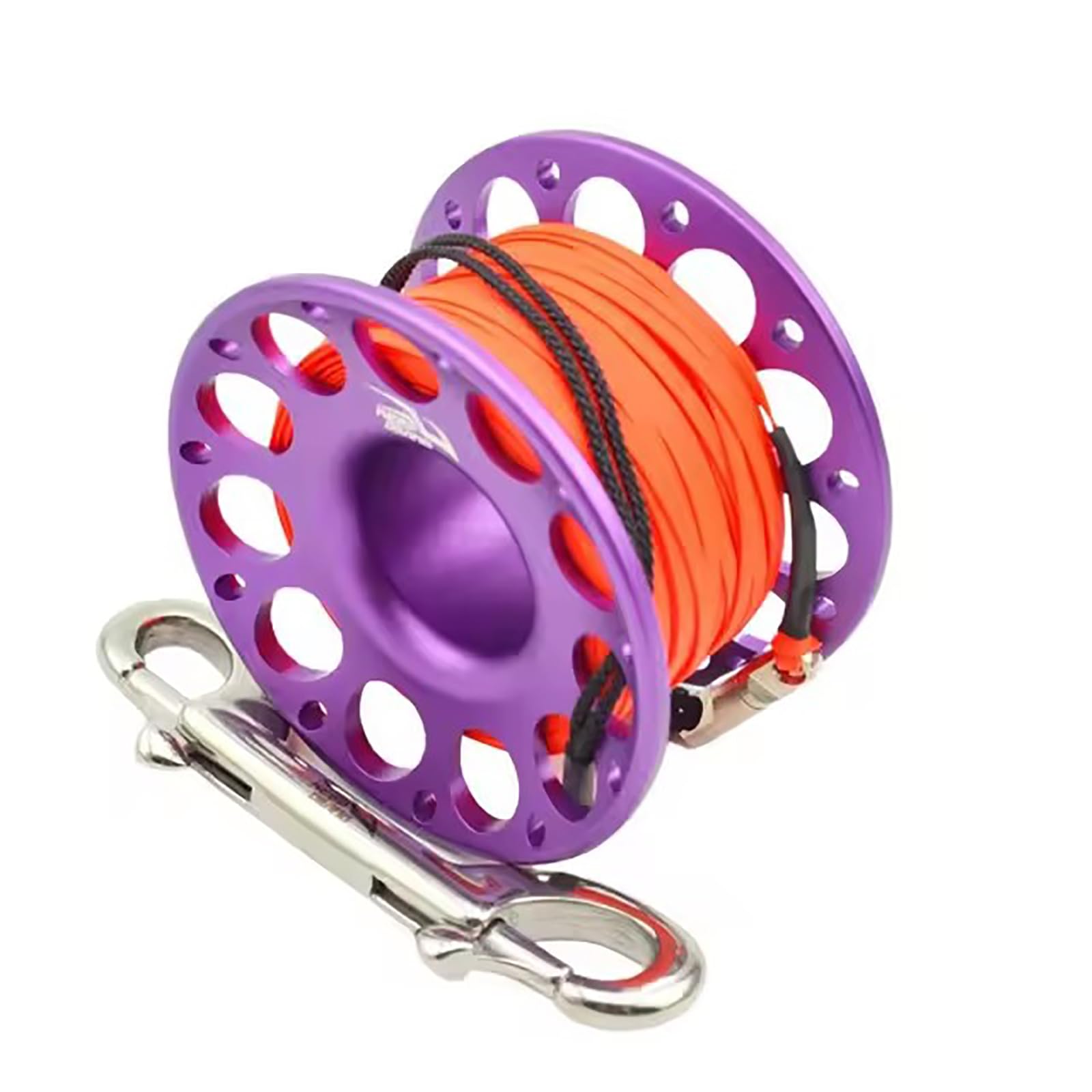 WYYHAA 98FT Scuba Diving Reel, Aluminum Alloy Spool Finger Reel with Double-Ended Bolt Snap Clip for Cave and Wreck Exploration,Purple