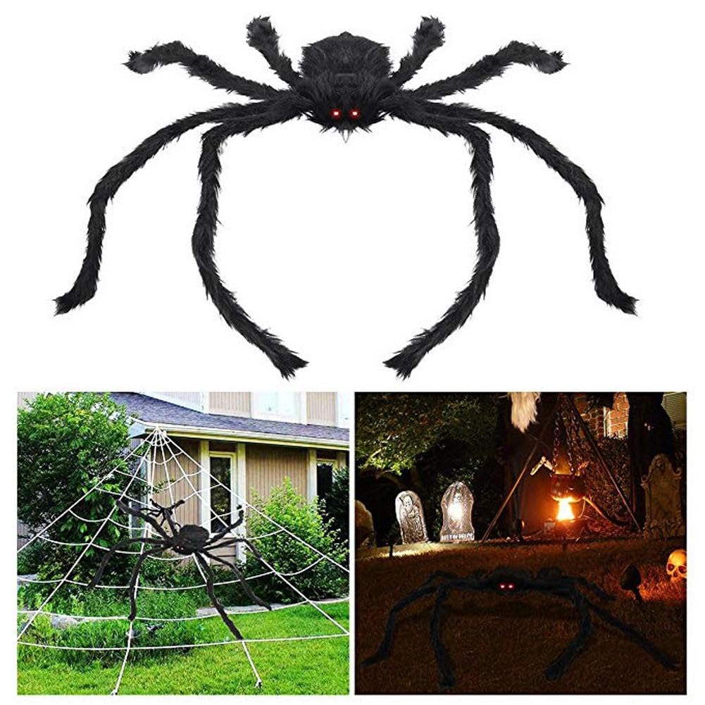 30/50/60/75 cm Ragno gigante nero spaventoso gigante, ragni giganti, puntelli spuk, decorazione di Halloween, rete, decorazione per le vacanze, casa gigante C6Z3