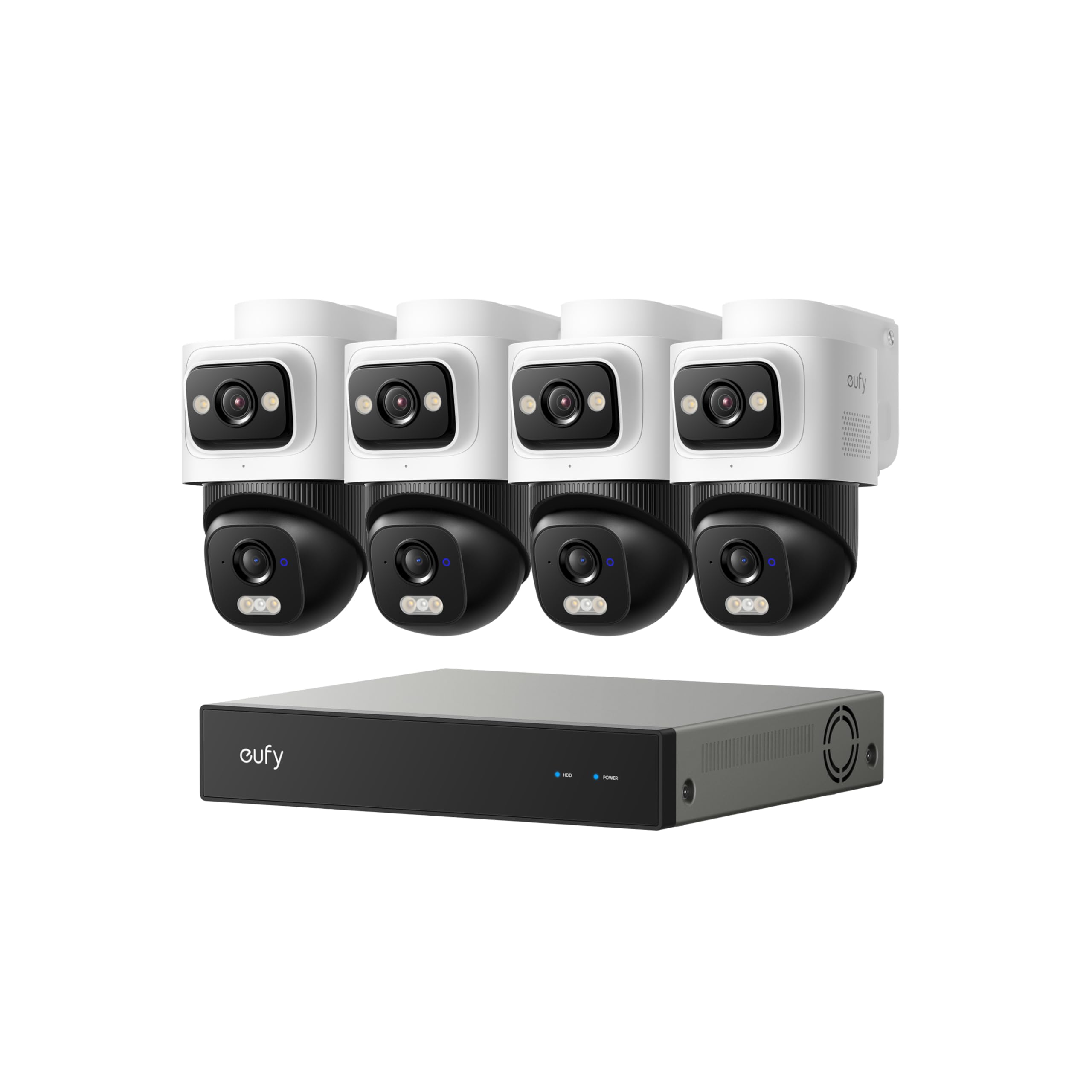 Anker eufy NVR-System E50 ohne Festplatte, 4er-Set, 4K Dual-Lens Bullet-PTZ
