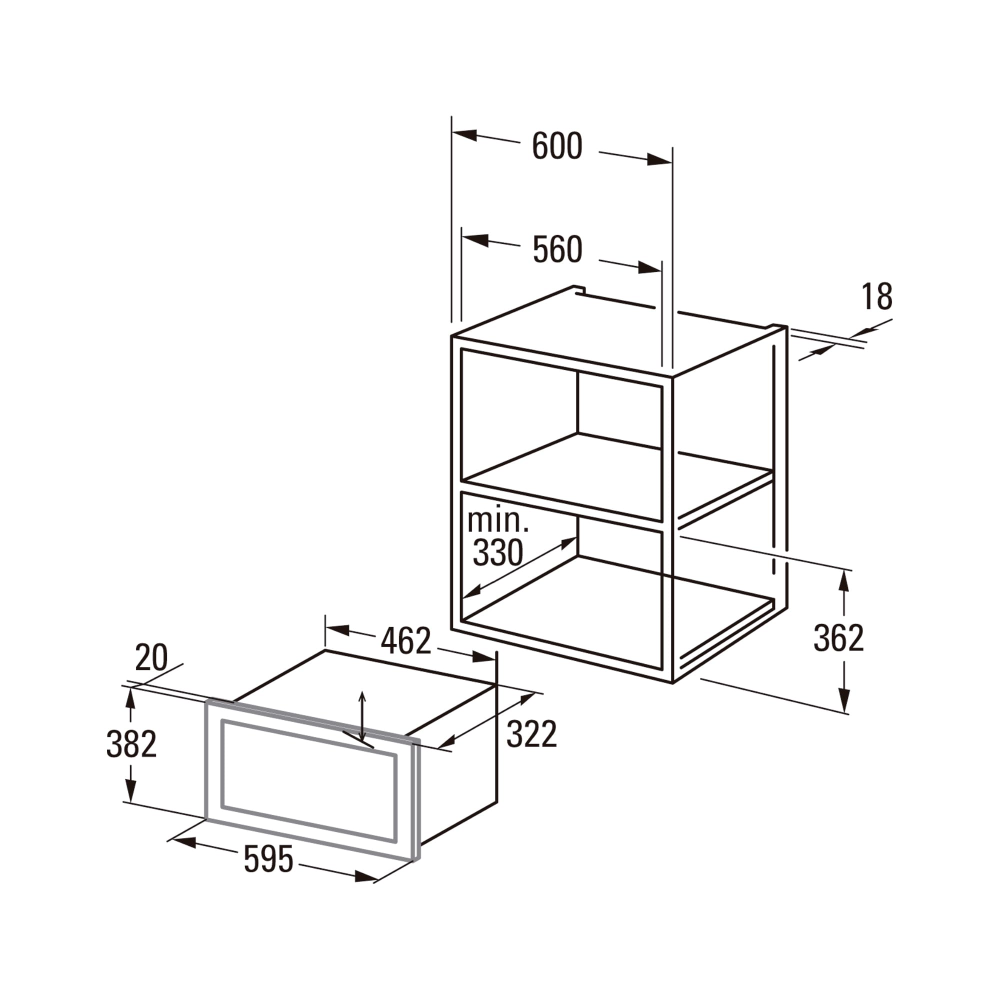 CATA - MMA 20 WH - Micro-ondes encastrable - Blanc - Intérieur en acier inoxydable - Installation dans un meuble haut - 5 niveaux de puissance - Gril de 1000 W - Avec minuterie - 20 L - Largeur 60 cm