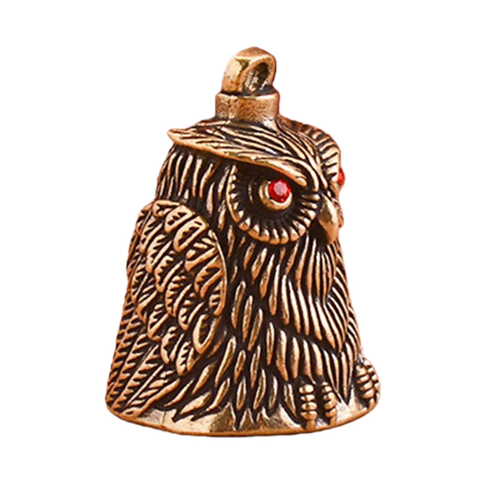 Hredwep Antique Metal Owl Bells Pendant Charm Keychain Good Luck Ornament Home Decors For Bags Windchimes