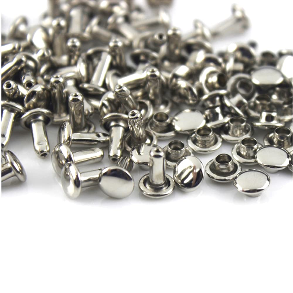 100sets Metal Double Cap Rivets Studs Round Rivet,Silver,8×12mm