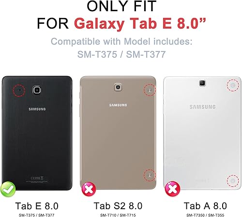 Miniatura 2 de Funda para Samsung Galaxy Tab E 80 T377 de 360 grados ajustable resistente a golpes resistente a los golpes resistente y duradera con soporte para