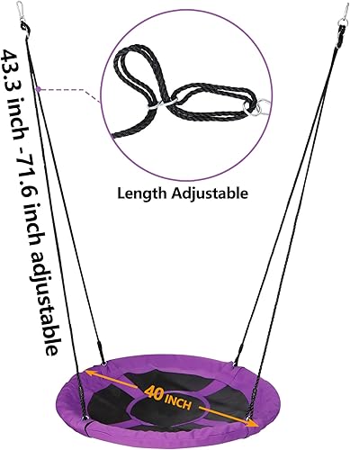 Miniatura 6 de HomGarden Juego de columpio para árbol de platillo, color morado, de 40 pulgadas, impermeable, redondo, para exteriores, con estructura de acero
