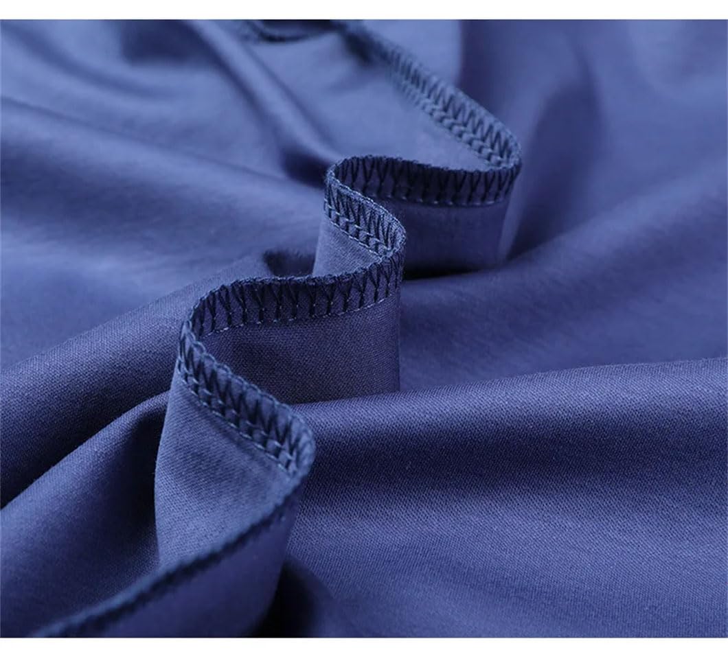 Męska koszulka z dekoltem w serek jedwabna cienka koszulka z krótkim rękawem solidna slim fit trening koszule biurowe, Niebieskie ubrania męskie, XL