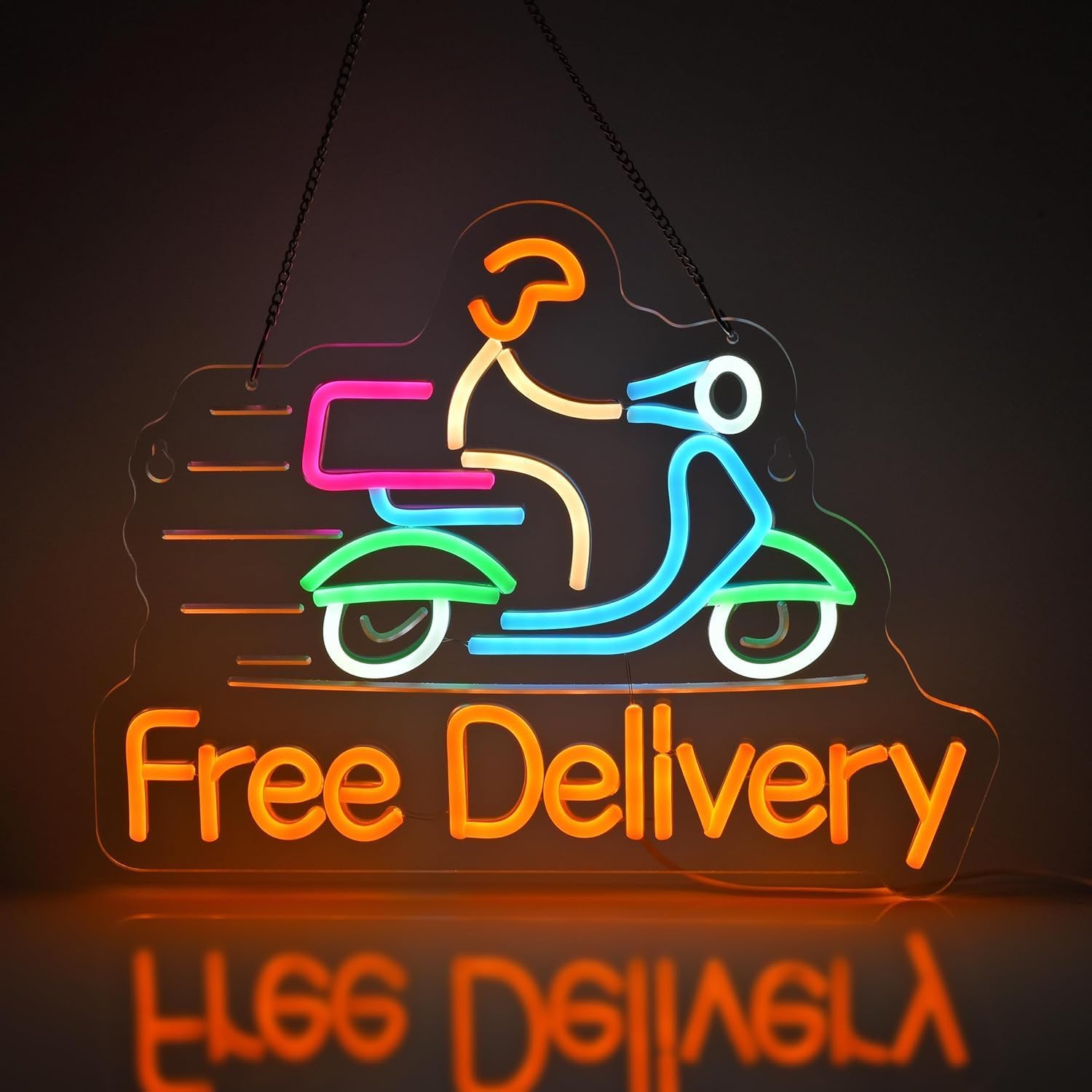 Delivery Neon Sign, Neon Lights Hanging Wall Art Decoration for Restaurant Cafes Dining Kitchen Market Retailers Store Shop Bar Pub, USB Powered Ultra Bright Dimmable, 15.75×12.2inches