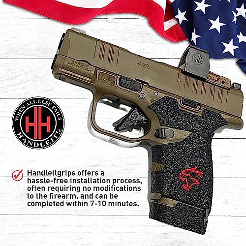 Handleitgrips Handgun Grip Tape Compatible with Springfield Hellcat - Black Textured Rubber Pistol Grip Tape with Red Insert, Easy Installation, Gun Parts & Accessories, Veteran Owned, Made in the USA