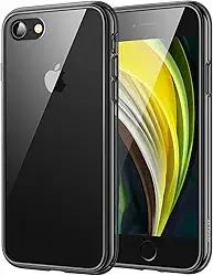 JETech Capa para iPhone SE 3/2 (Edição 2022/2020), iPhone 8 e iPhone 7, 4,7 Polegadas, Case de Pára-Choque à Prova de Choque, Capinha Parte Traseira Transparente Anti-Riscos (Preto)
