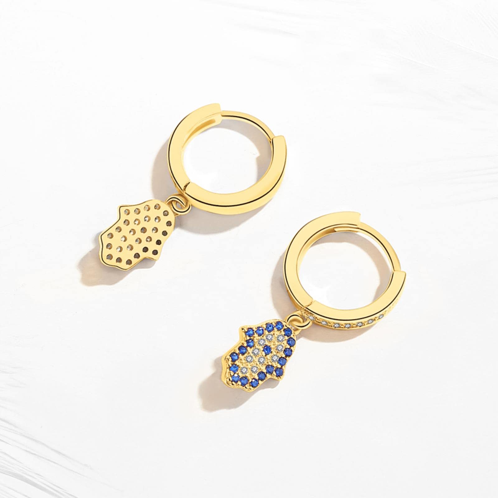 Pendientes Colgantes De Mano De Hamsa De Plata De Ley 925 para Mujer, Pendiente De La Suerte De Ojo Malvado Azul, Joyería Turca Cz, Regalo para Niña