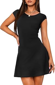 OFEEFAN Womens Dresses Cap Sleeve Cocktail Graduation Formal Party Club Mini Outfits