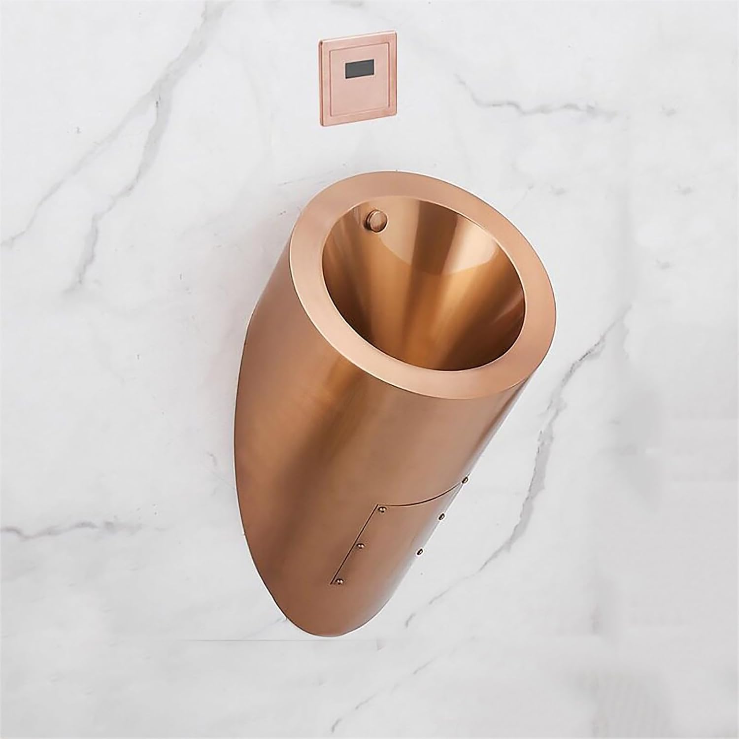 304 Stainless Steel Urinal for Men with Smart Sensor, Wall Mounted Commercial Men's Urinal, 1mm Thickened Toilet, Professional Men’s Bathroom Fixture for Home(Brass)