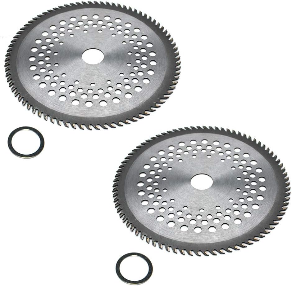 2PK 8" 80T Carbide Tip Blade for Stihl Husqvarna Echo Jonsered Shindaiwa Kawasaki Honda Homelite Ryobi Dolmar Makita Brush Cutter Weed Eater Wacker Edging Blades Wood Cutting Clearing Saw Blades