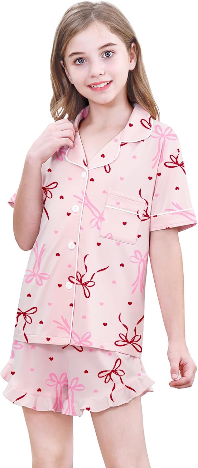 Umeyda Girls Pajamas Set Ruffle Soft Button-Down Sleepwea Nightwear 2Pjs Set Loungewear,5-14 Years - Image 4