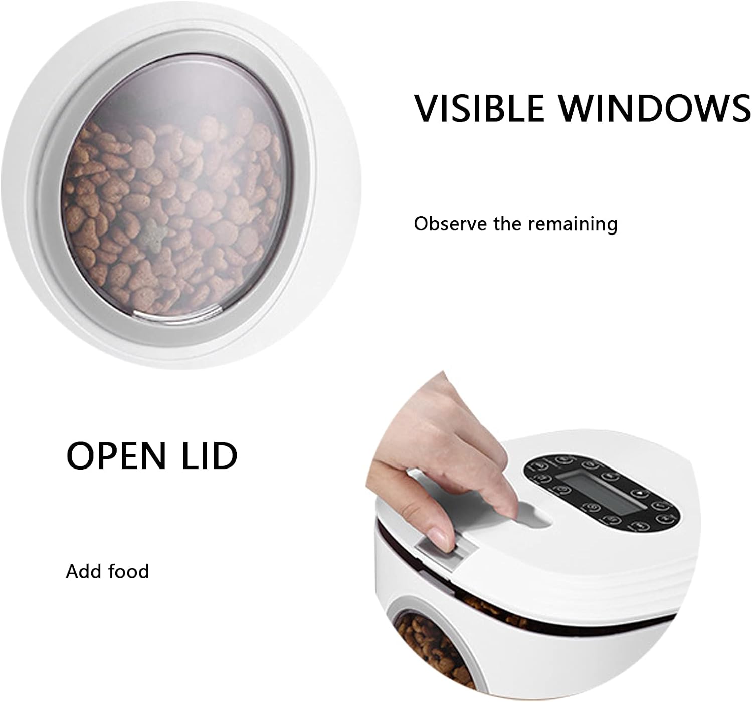 4 Meals Automatic Dog Feeder, Digital Feeding with Dual Power Supply Timer Smart Feeder for Small Medium Larger Cats and Dogs（not Include Batteries