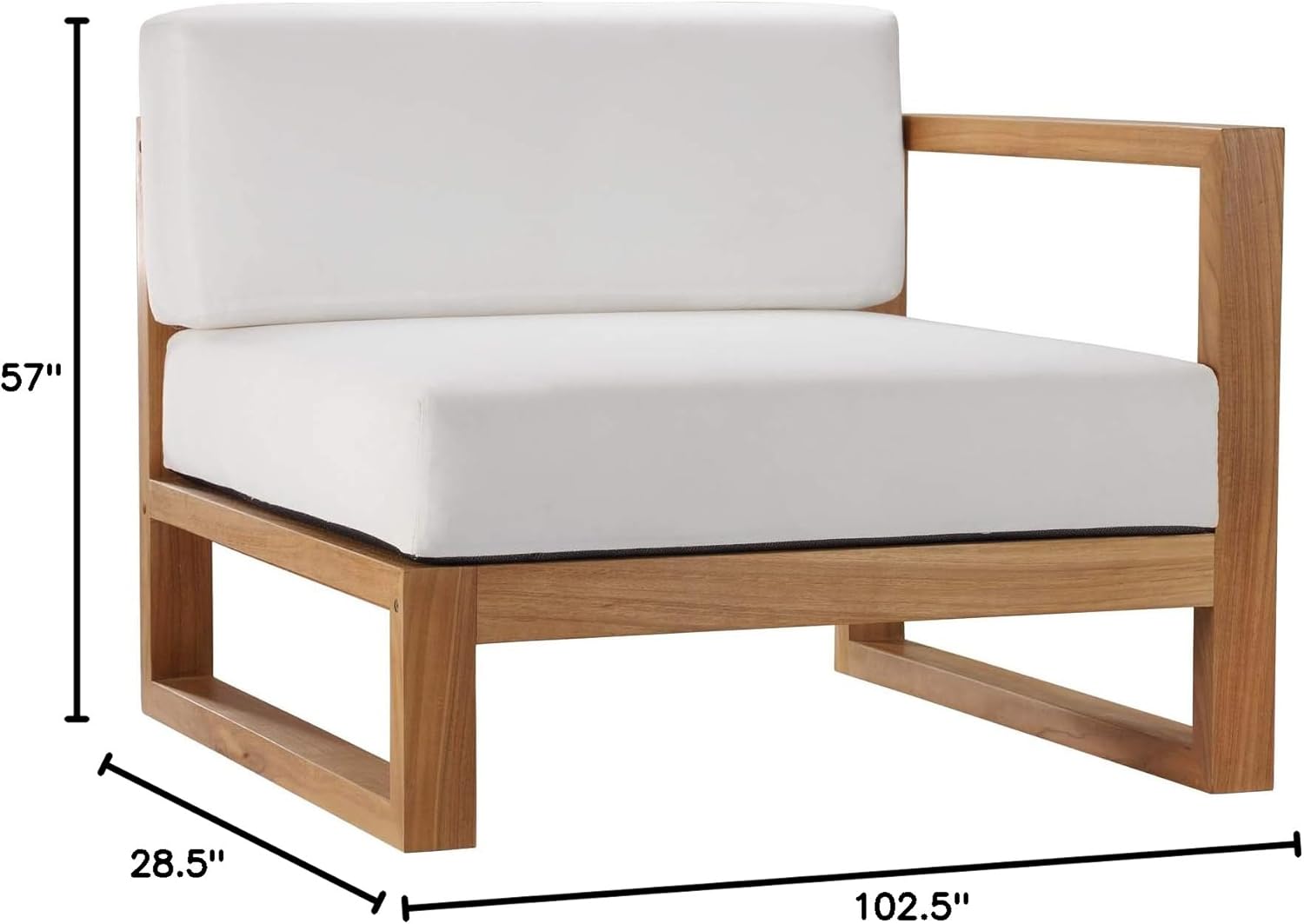 Modway EEI-4257-NAT-WHI-SET Upland Patio Teak Wood 4-Piece Furniture Set, Natural White