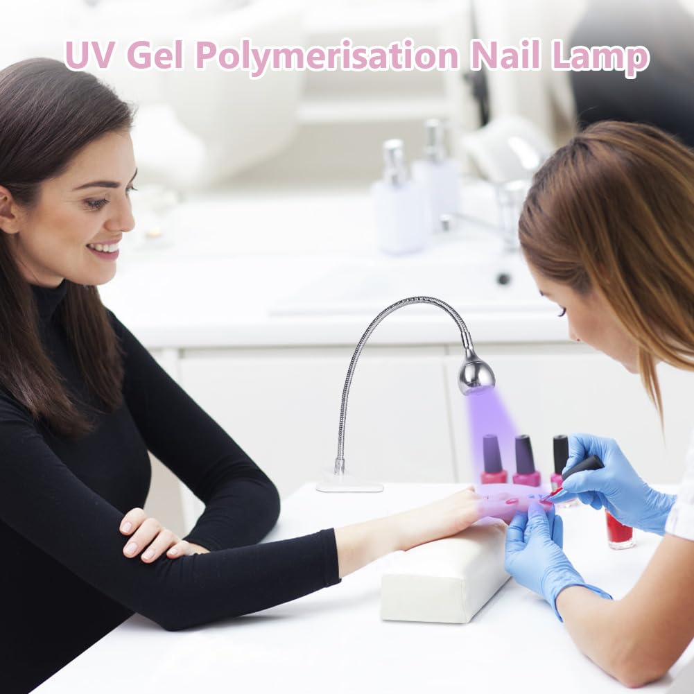 LOPHE Lámpara de Uñas, Secador de uñas UV, 3W USB Lampara Uñas Semipermanentes Giratoria 360° de Gel LED de Cuello de Cisne con Clip e Interruptor, Regalo para Manicura para Mujere