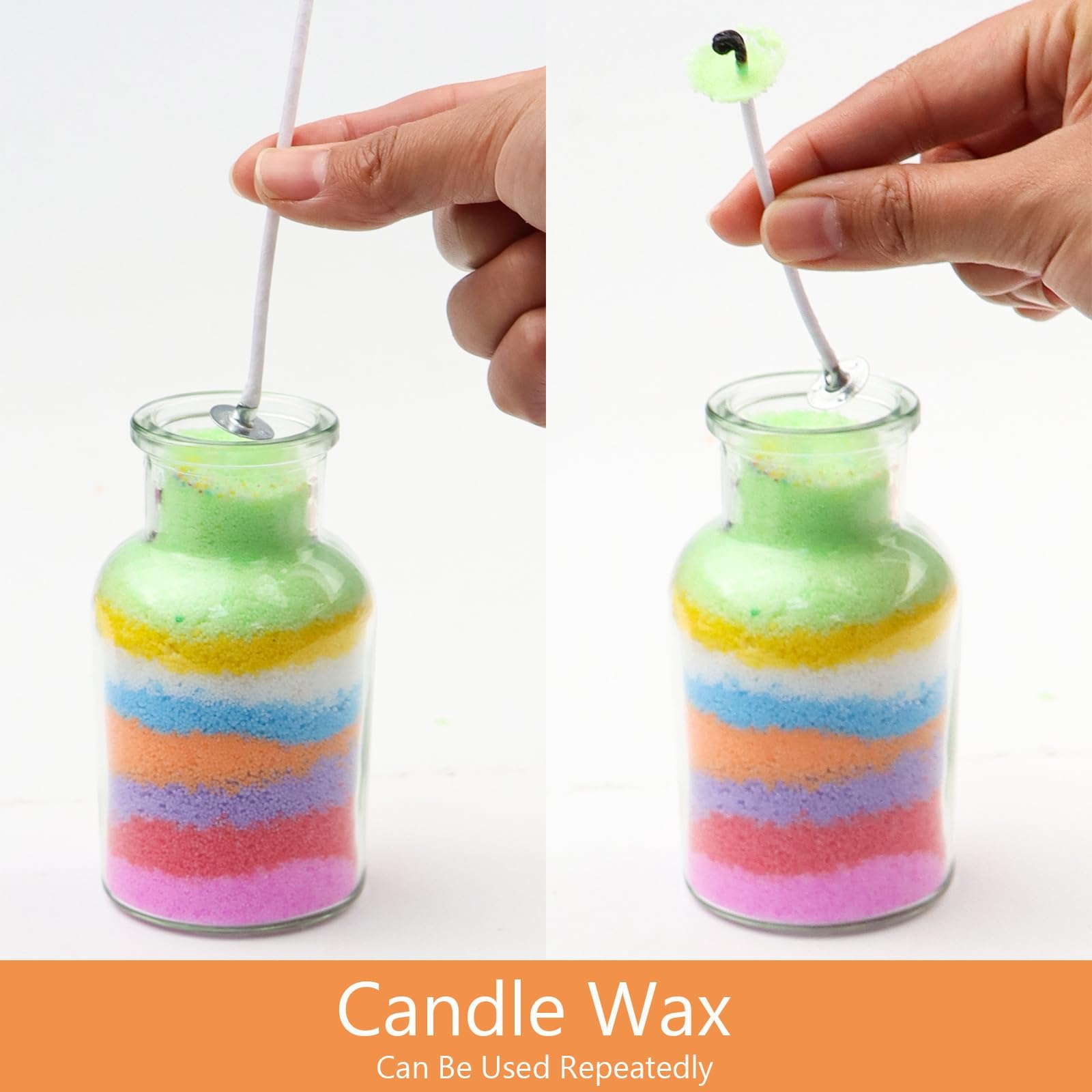 Sabbia Per Candele 8 Colori - Kit Con Cera Inodore E Stoppini Per Candele Fai Da Te - Foto 2