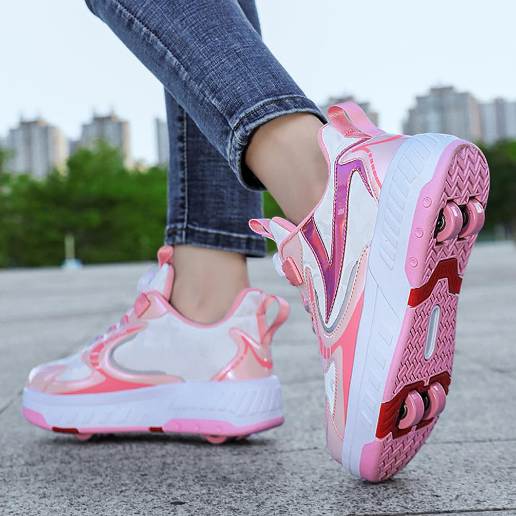 Dziewczęce buty na kółkach dla chłopców buty do deskorolki dla dzieci 2 w 1 wielofunkcyjne buty na rolkach buty na rolkach buty damskie, Rolka S37, 37 EU