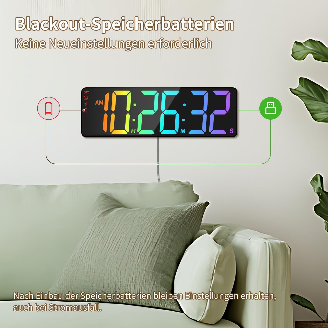 15,7" Digitaler Wandtimer, 99h Countdown/Count-up, RGB, Fernbedienung