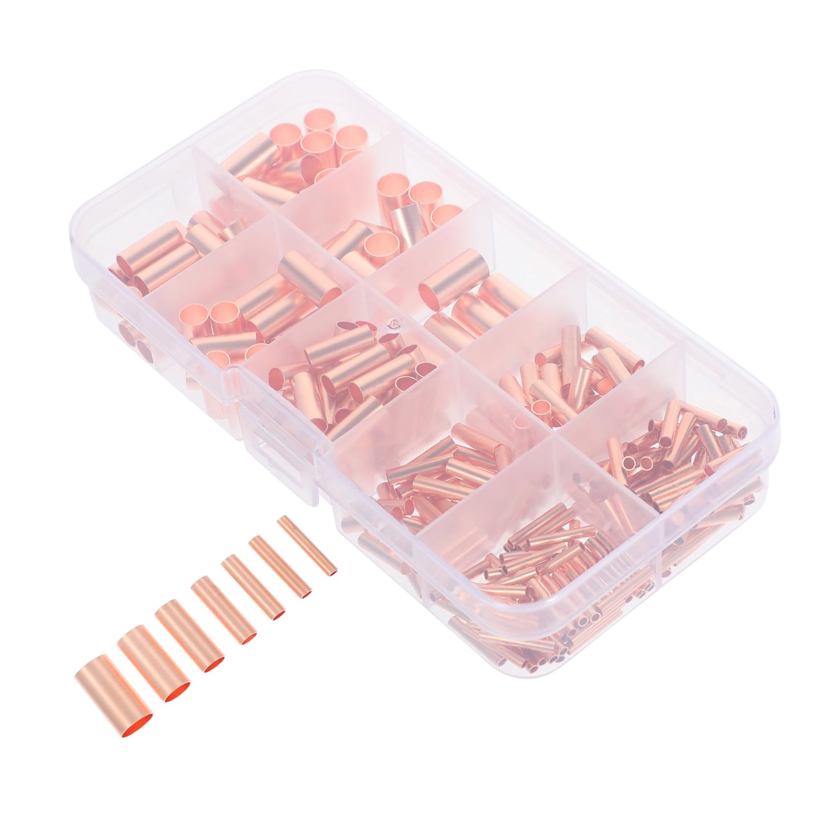 OKUMEYR 250pcs Copper Small Tubes Intermediate Wire Connectors Heat Conductive Tubing for Home/Industrial Use