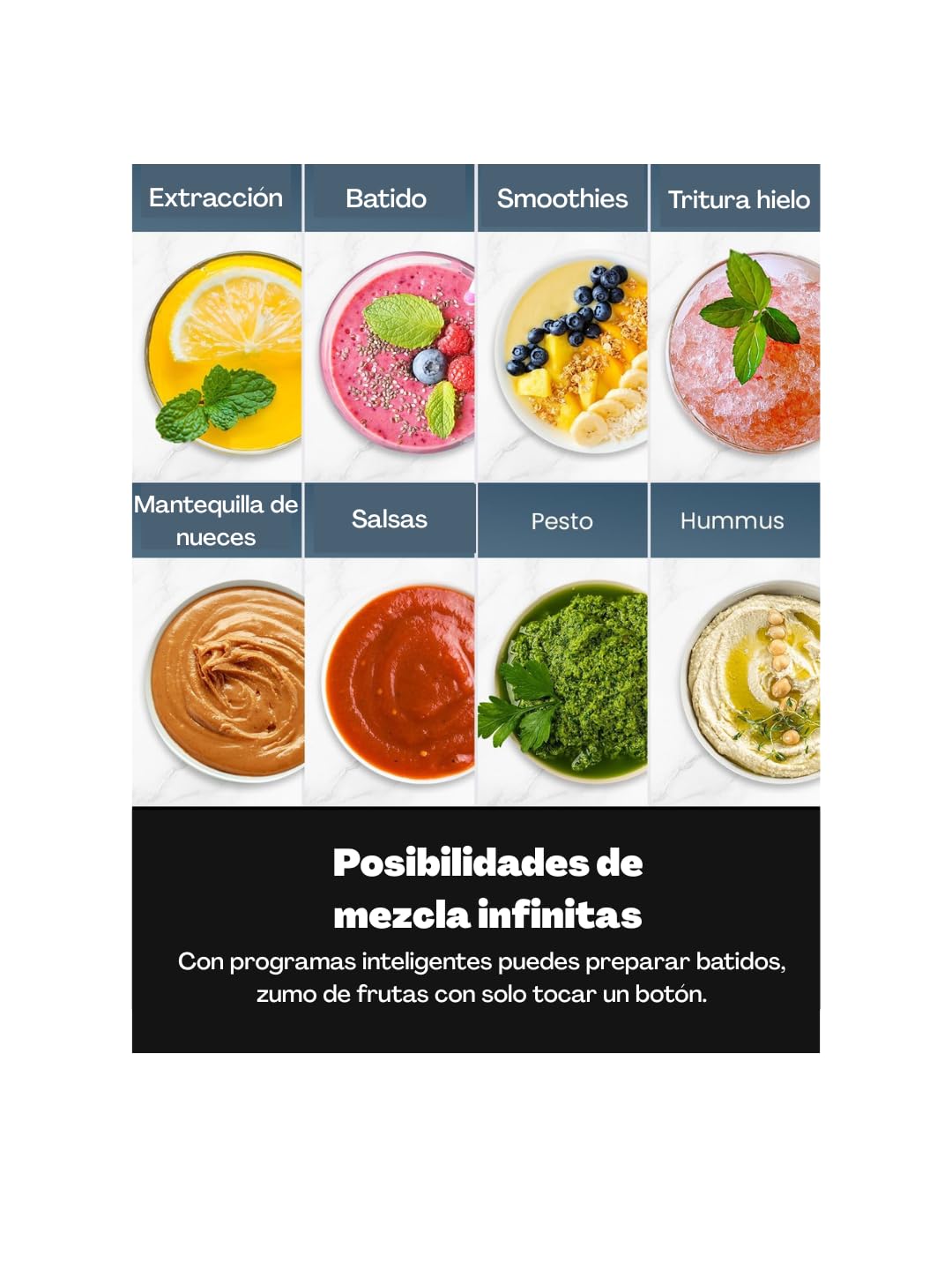 Touchscreen Batidora de vaso cristal de 1200 W de potencia max., Jarra de 1,5 L, 6 cuchillas de acero-inoxidable,4 funciones para triturar hielo y frutas congeladas, vaso portátil de 710 ml