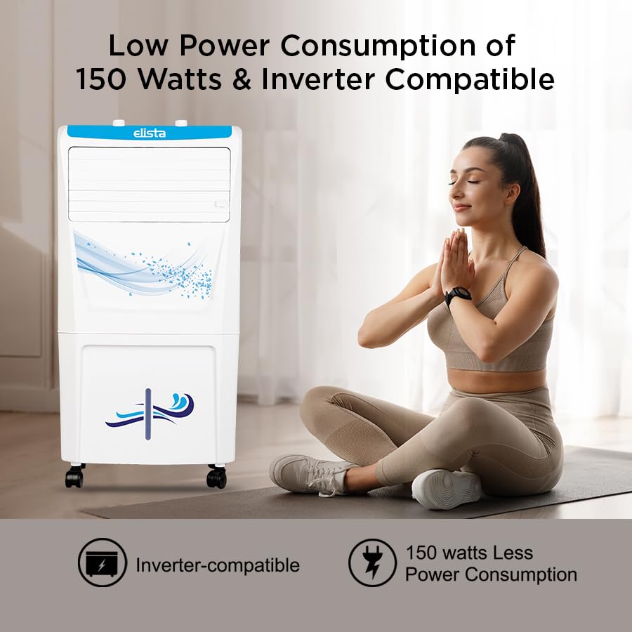 Elista BUDDY COOL 37, Personal Air Cooler 37 Ltrs with Honeycomb Pads | In Built Ice Chamber| Inverter compatible | Powerful Air Throw upto 28 Ft | With Mosquitos and Dust Net Filter 4 61MGb0Kbb7L