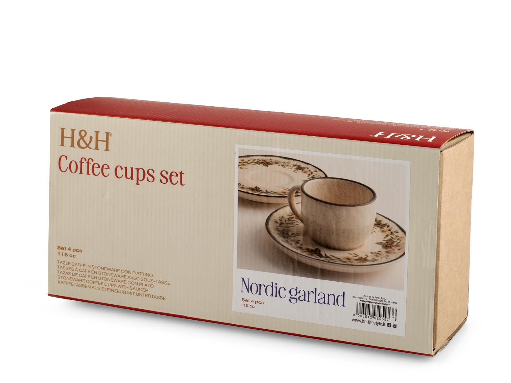 H&H 3310459 Etw Arctic Tazza Caffe con Piatto, Bianco, Porcellana