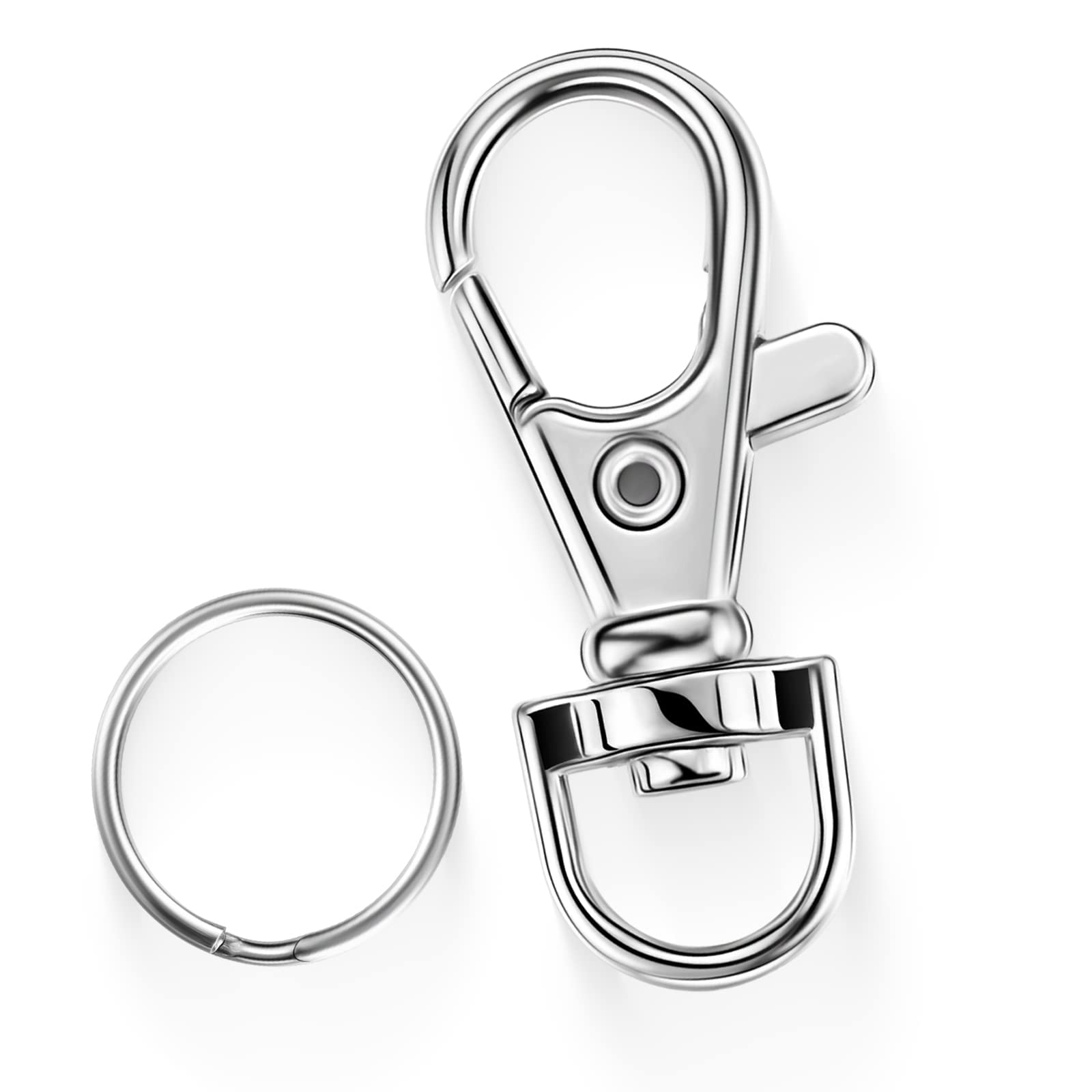 30 Stück drehbare Karabinerverschlüsse, Lanyard Karabinerhaken Karabinerverschluss Schlüsselketten-Clip, Large, 30pcs (groß) Silber